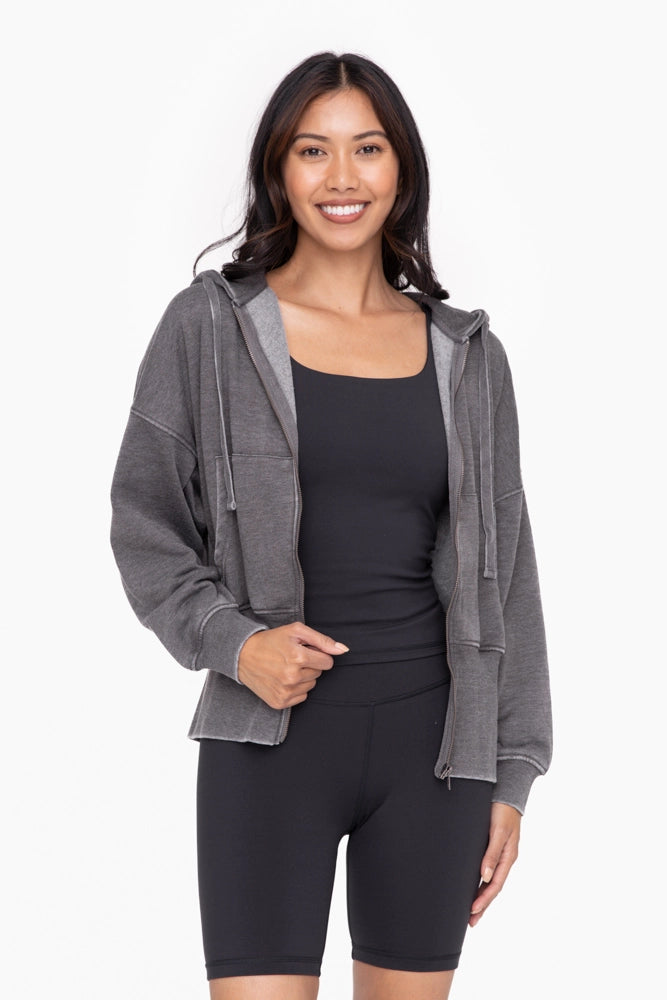 Fleece Hoodie Jacket with Tapered Sleeves