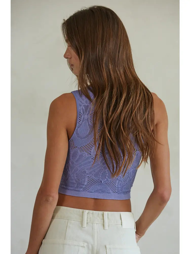 Zoey Knit Seamless Jacquard Round Neck Tank