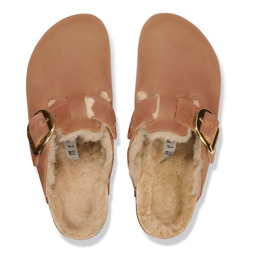 Boston Big Buckle Shearling Oiled Leather