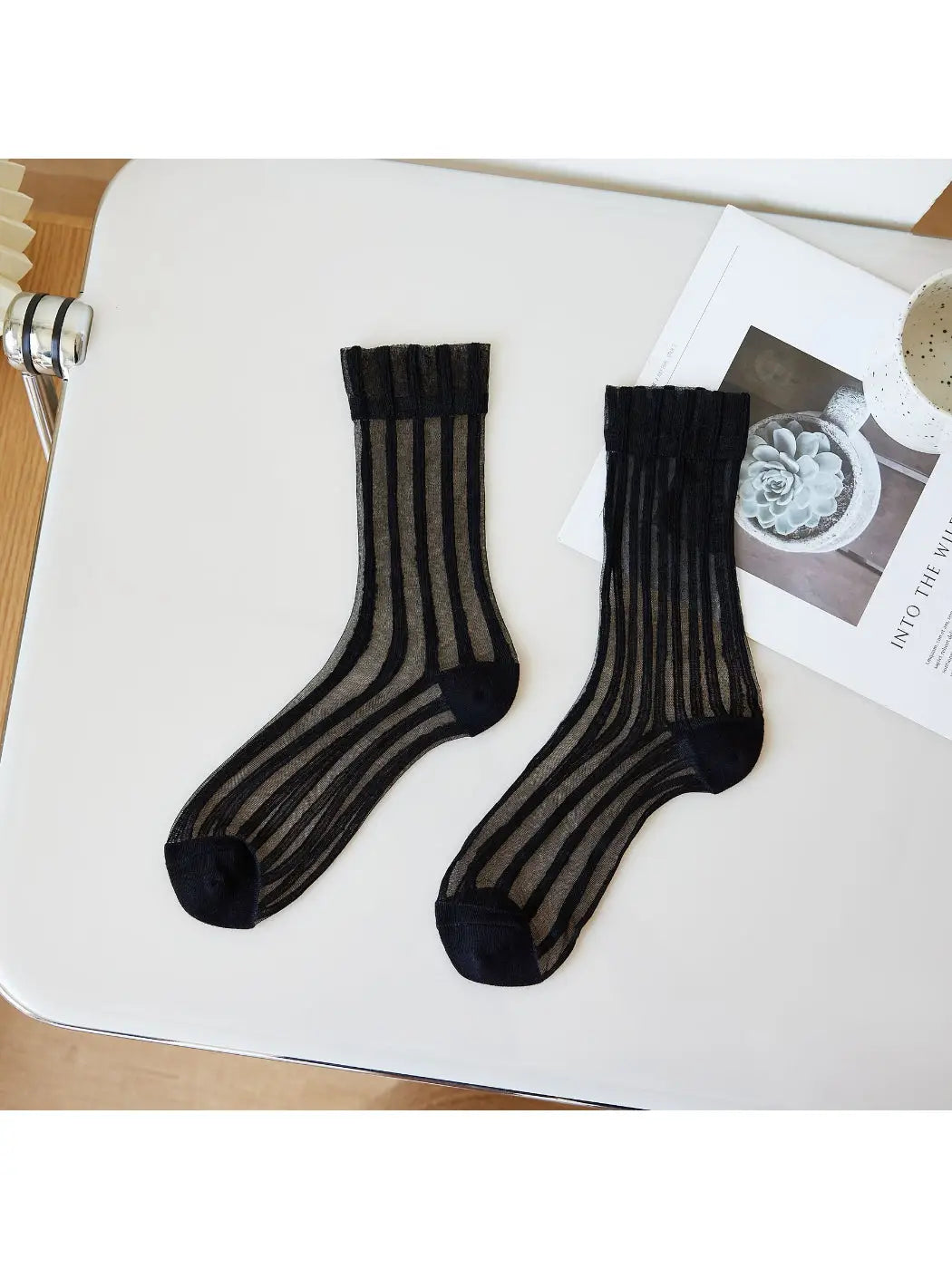 Rufia - Sheer Stripe Panel Crew Socks