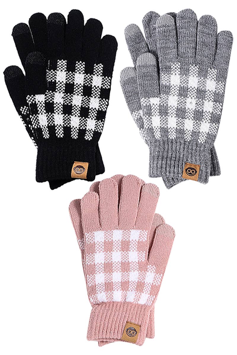 Women's Buffalo Plaid Touchscreen Fingertip Gloves
