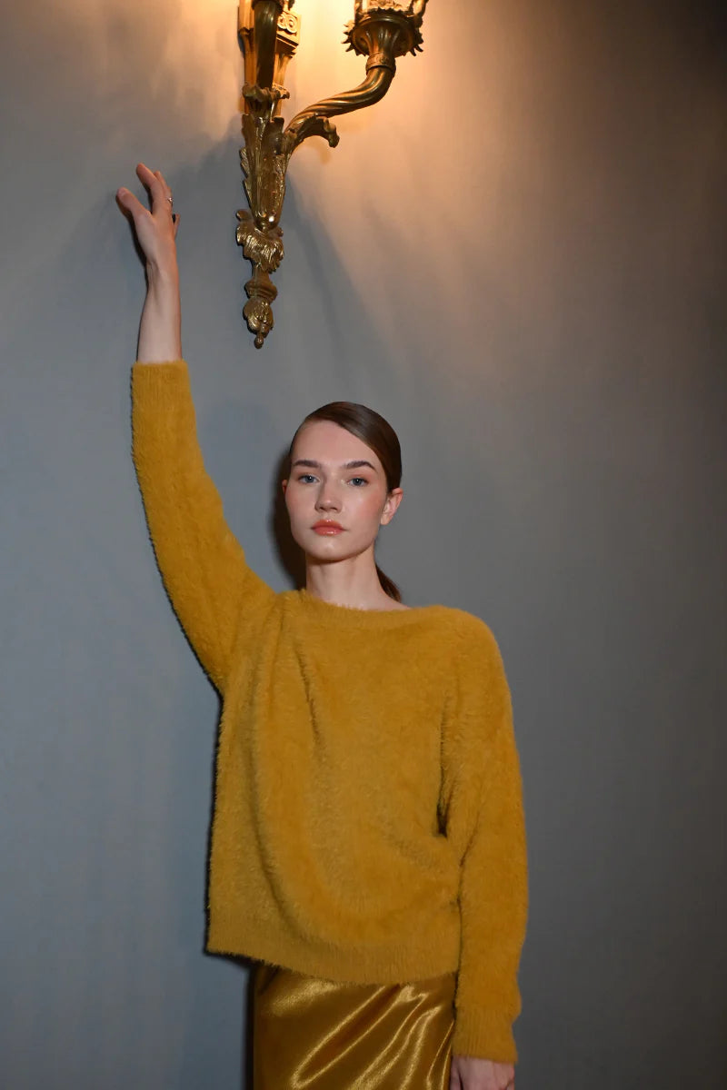 Ladied Knitted Sweater - Yellow