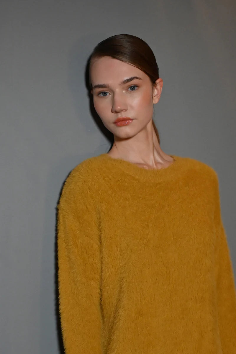 Ladied Knitted Sweater - Yellow