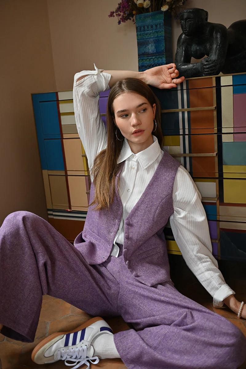 Ladies White Button Up Top