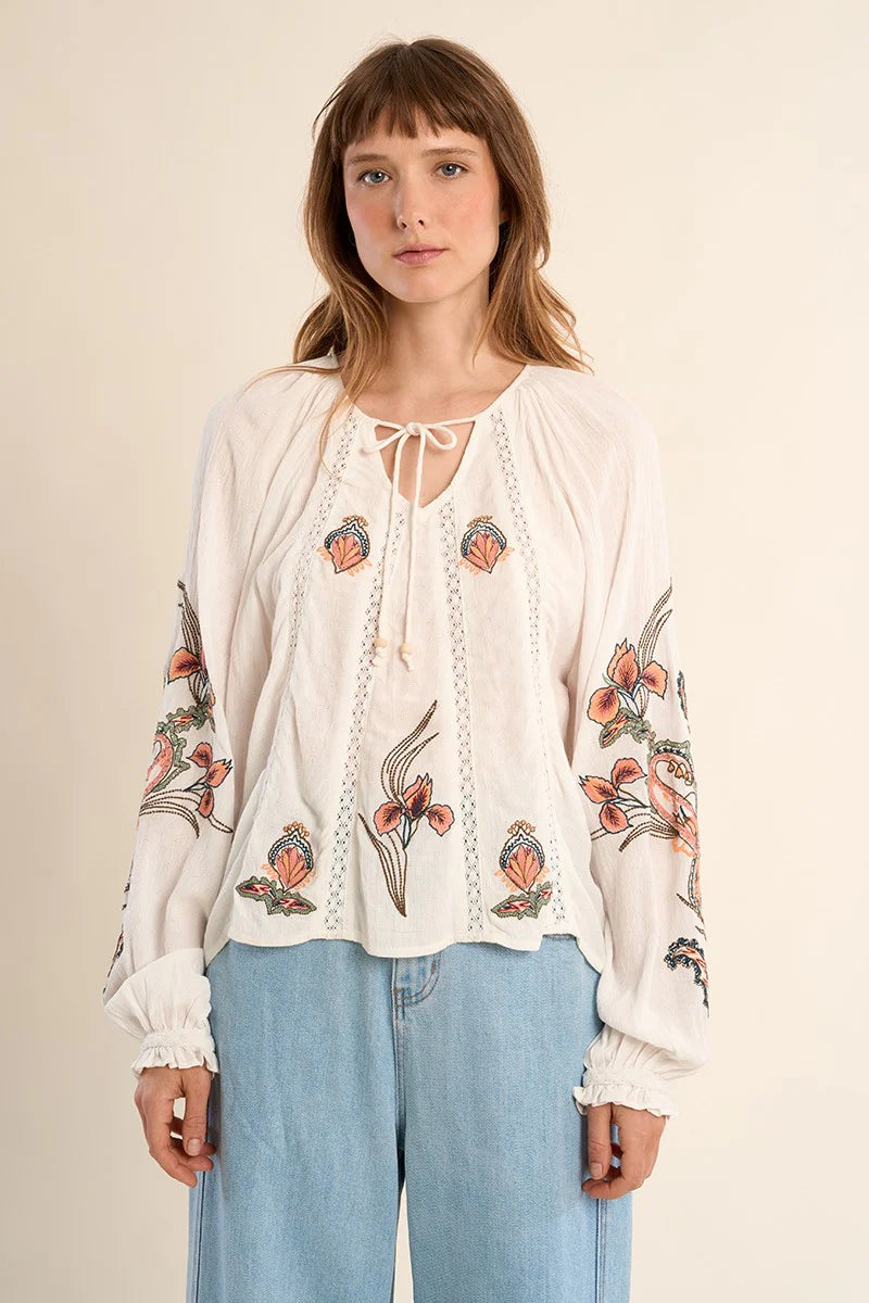 Blouse With Floral Embroidery ZP102EE