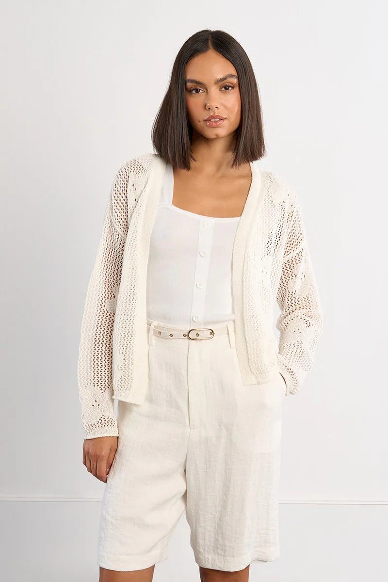 Fine Knit Cardigan With Floral Details LAL681EE