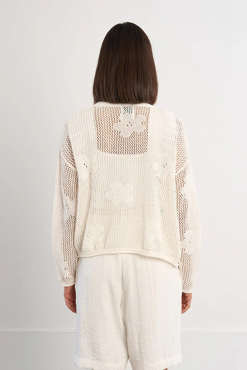 Fine Knit Cardigan With Floral Details LAL681EE