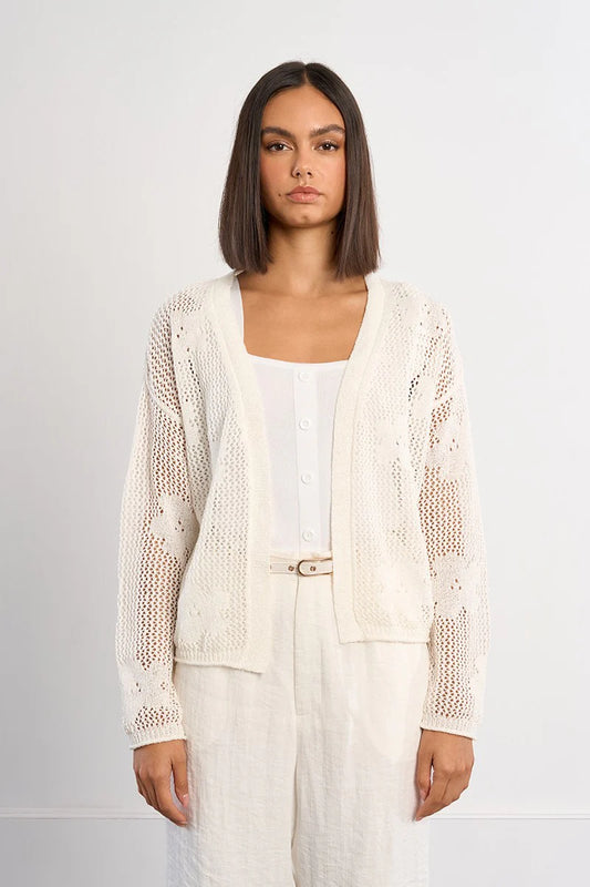 Fine Knit Cardigan With Floral Details LAL681EE