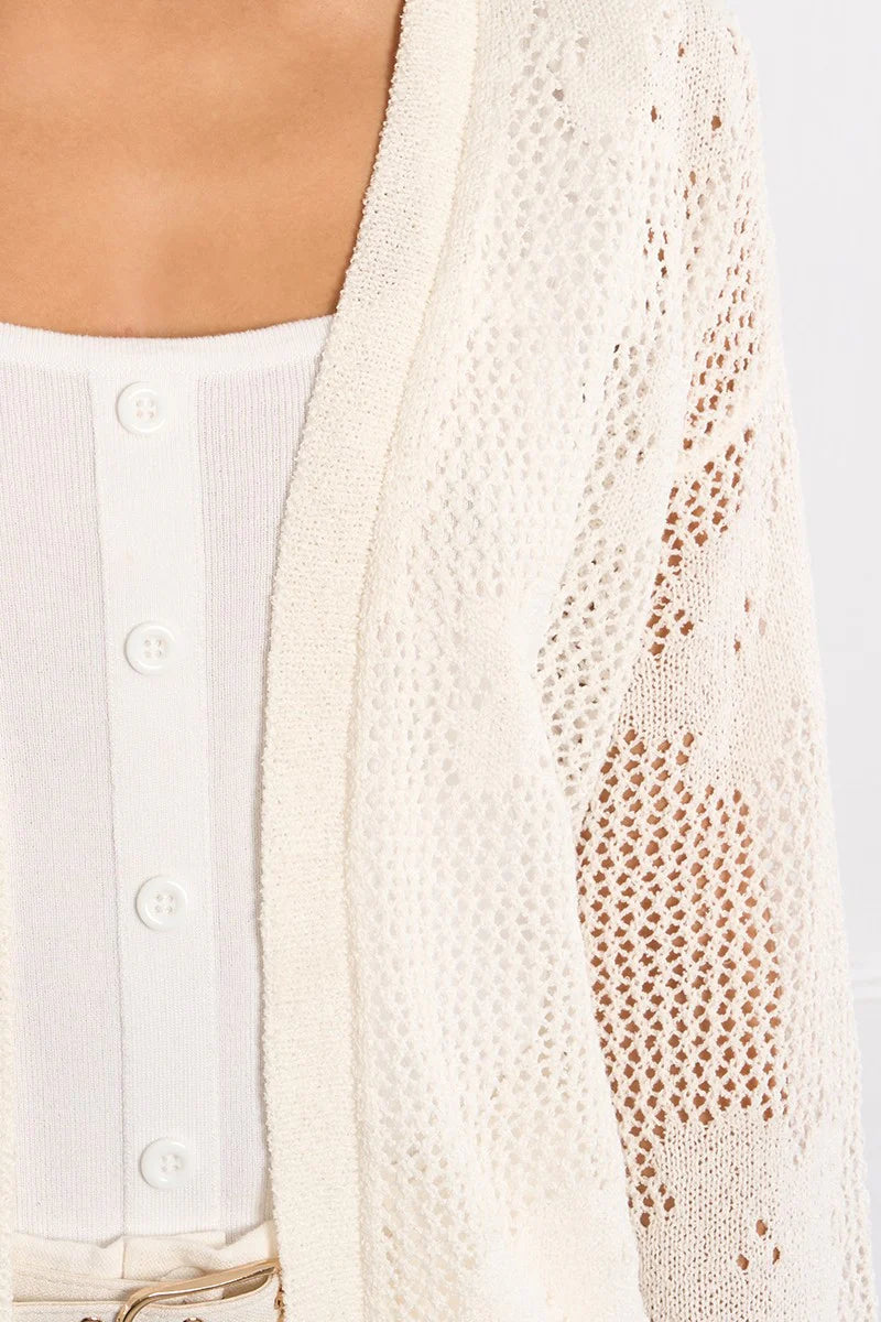Fine Knit Cardigan With Floral Details LAL681EE