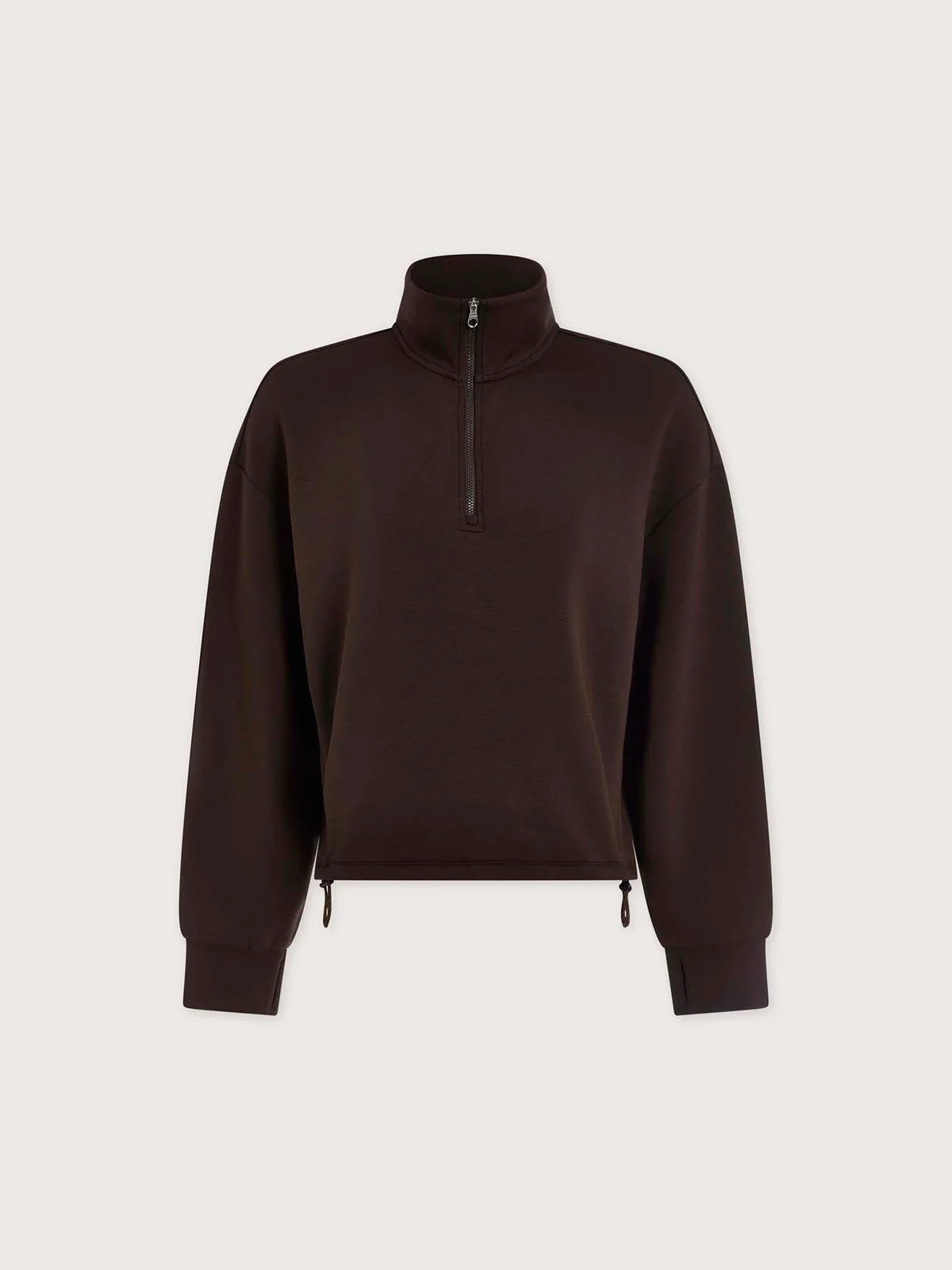 Sian Cropped Half-Zip Sweat - Coffee Bean