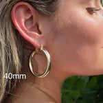 Load image into Gallery viewer, Inspired Selena Large 18k Gold Filled 5mm Plain Hoop Earrings Silver
