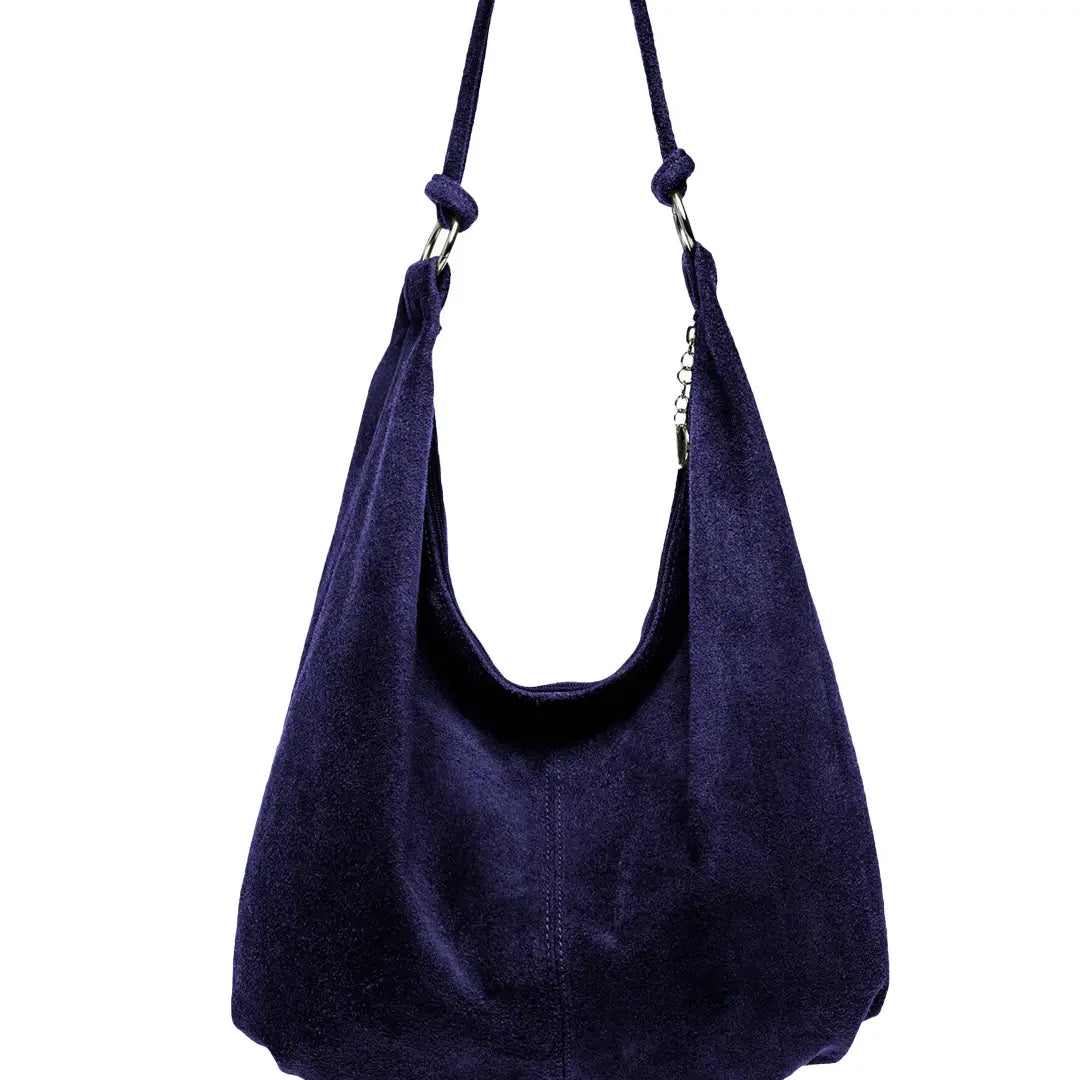 Large Slouchy Italian Suede Leather Hobo Tote Bag