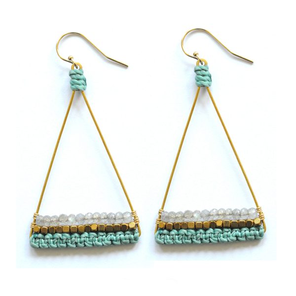 Woven Triangle Earrings-Brass