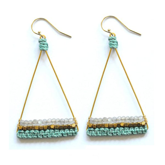 Woven Triangle Earrings-Brass