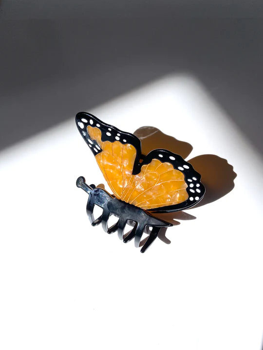 Hand-painted Monarch Butterfly Claw Hair Clip | Eco-Friendly - Orange