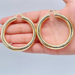 Load image into Gallery viewer, Inspired Selena Large 18k Gold Filled 5mm Plain Hoop Earrings Silver
