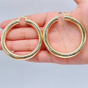 Inspired Selena Large 18k Gold Filled 5mm Plain Hoop Earrings Silver