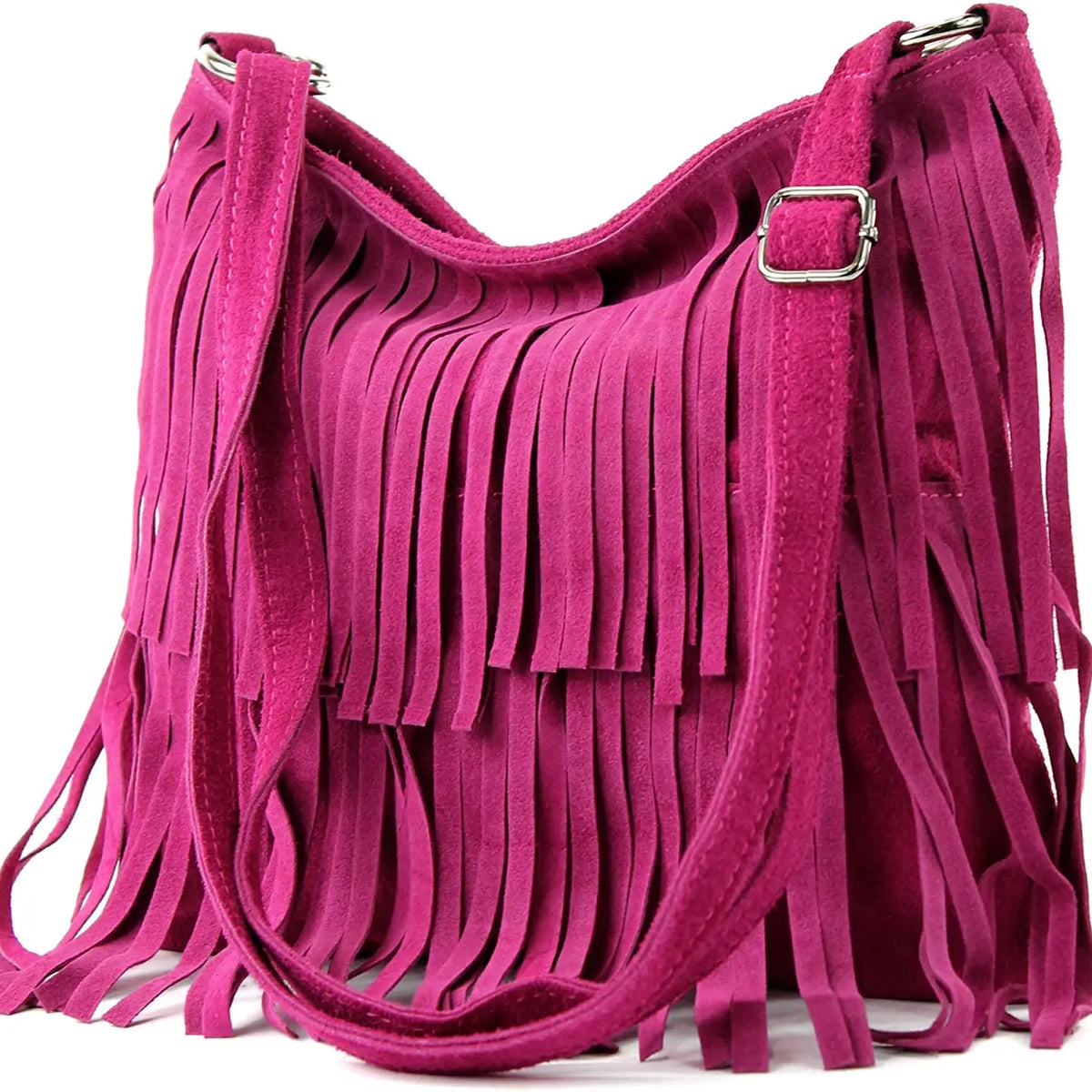 Italian Suede Leather Fringed Shoulder Crossbody Bag