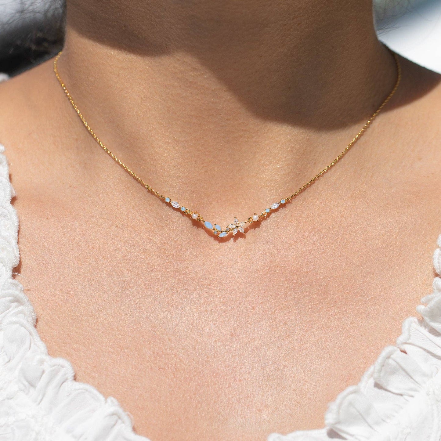 Blushing Blossom Necklace: Gold