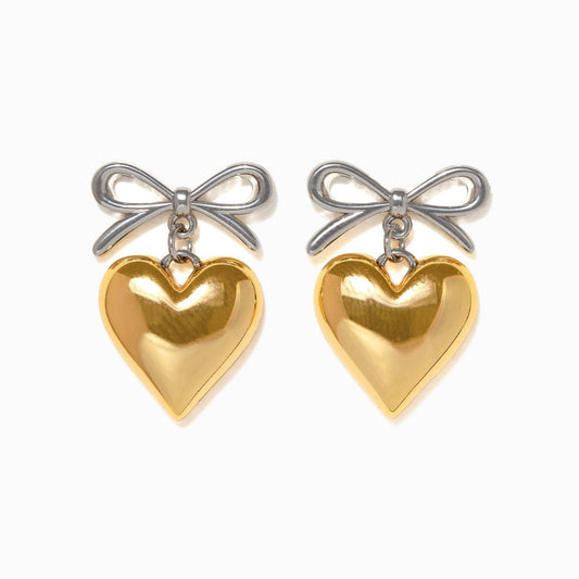 Take My Heart Two Tone Dangle Earrings: Two Tone