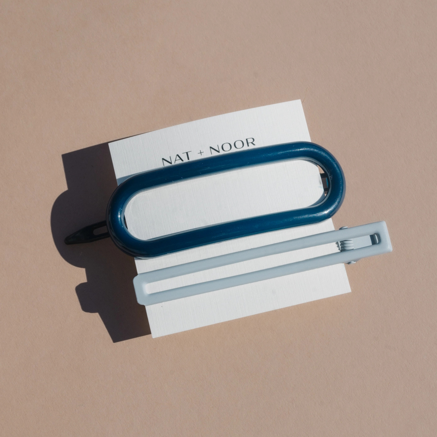 Byron | Alligator Hair Clips | Plastic + Metal | Blue + Gray