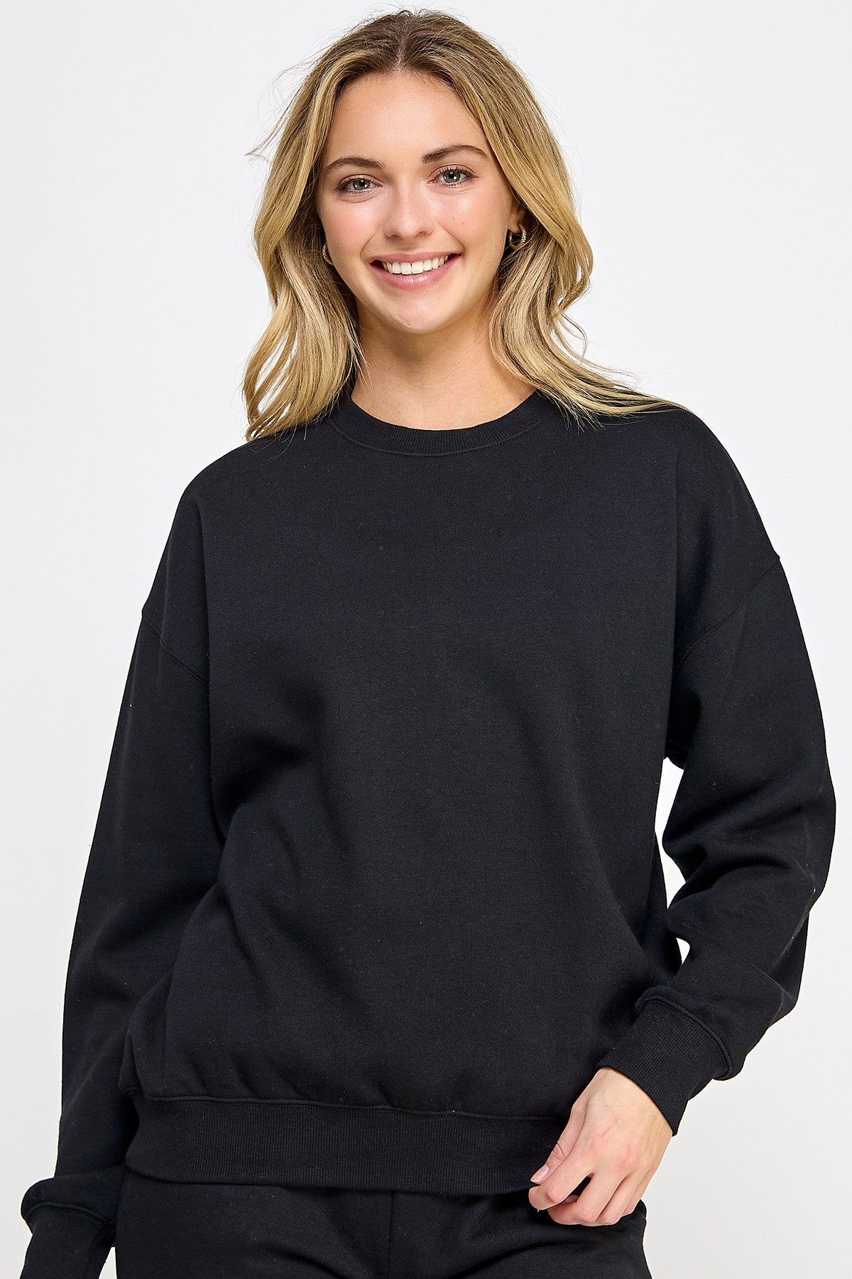 Fleece Relaxed Fit Crew Neck Sweatshirt