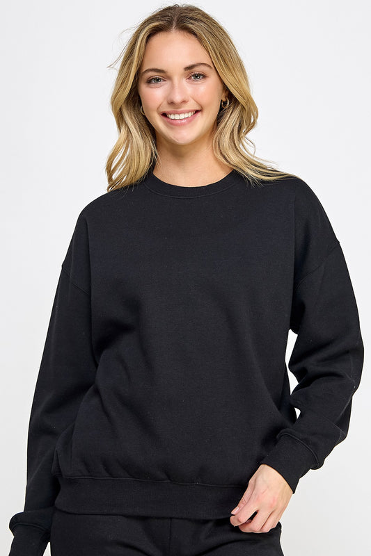 Fleece Relaxed Fit Crew Neck Sweatshirt