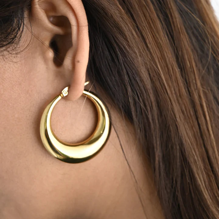 Thick Hollow Hoops 18K Gold Filled