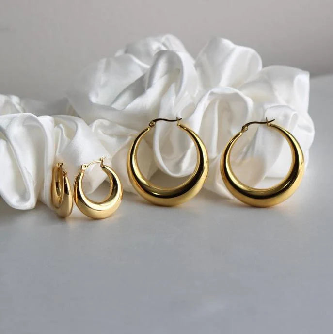 Thick Hollow Hoops 18K Gold Filled