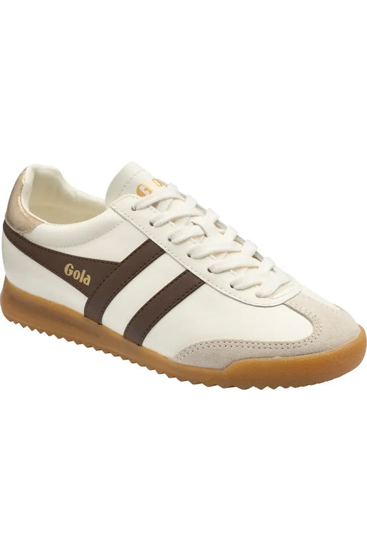 Classics Women's Torpedo Leather Sneakers - Off White/Dark Brown/Gold