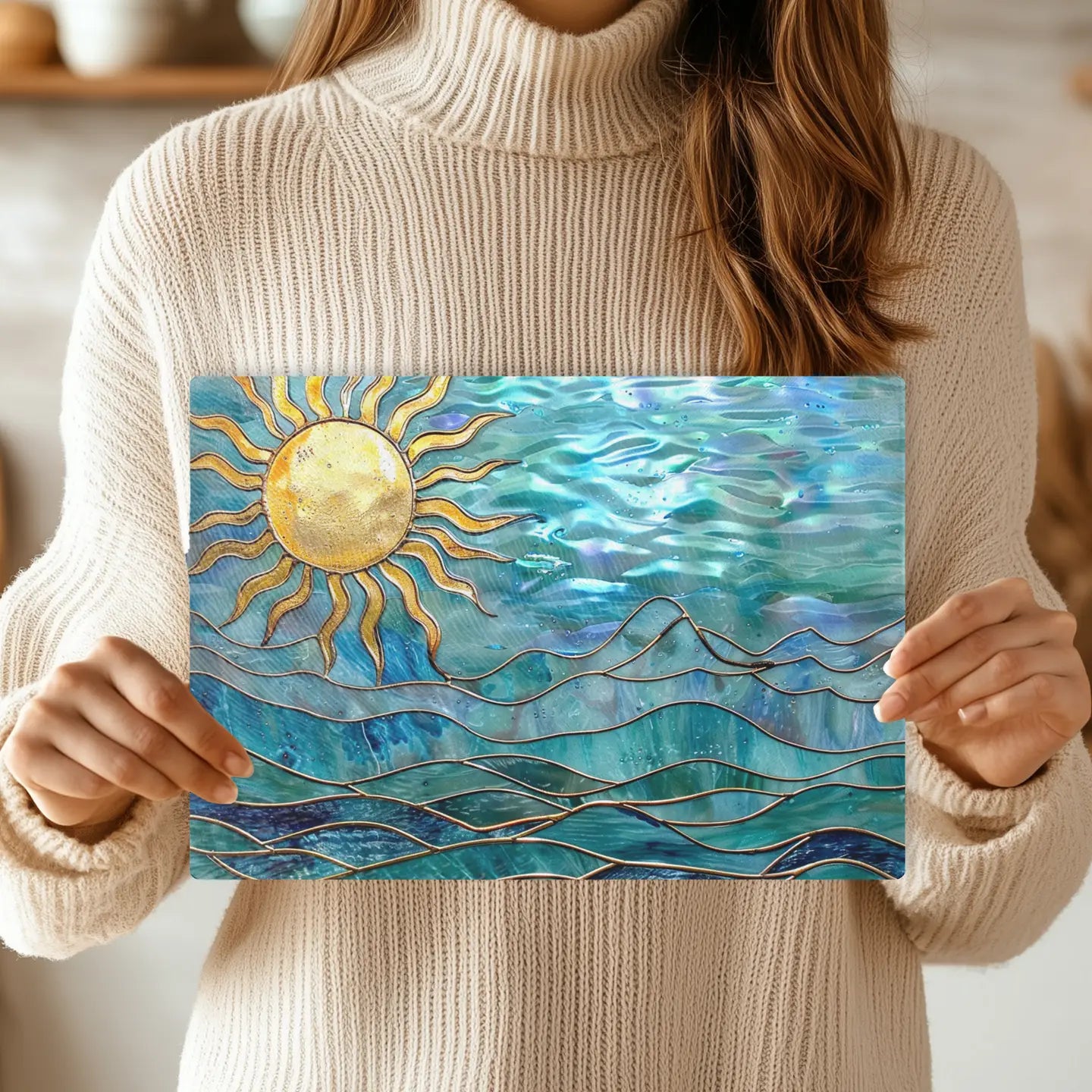 Tempered Glass Cutting Board - Ocean Sun