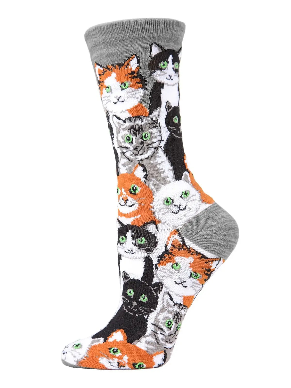 Multi Cat Bamboo Blend Crew Socks