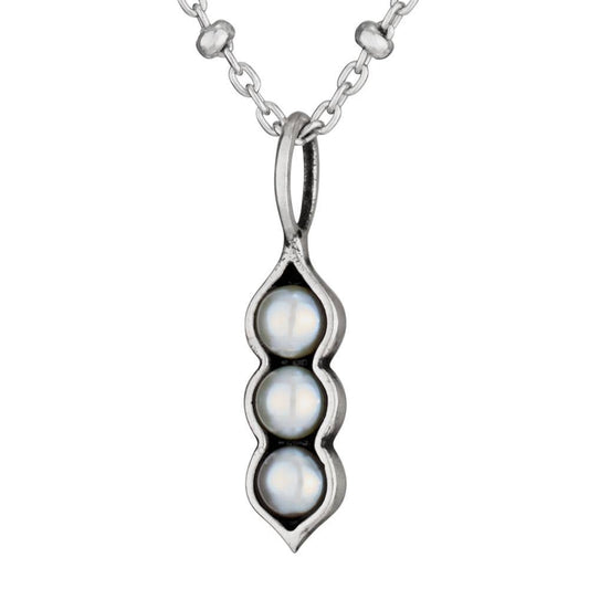 Three Peas in a Pod Sterling Silver Pearl Necklace: Pearl / Dainty