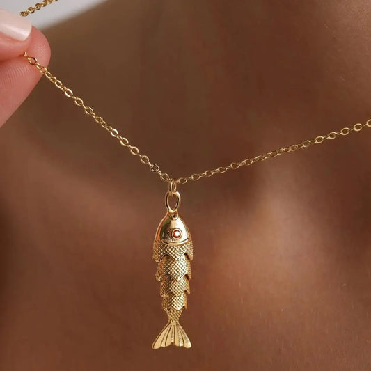 18K Stainless Steel Tarnish Free Fish Necklace | 40NK9536