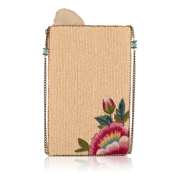 Butterfly Garden Floral Beaded Crossbody Handbag