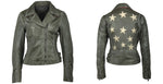 Load image into Gallery viewer, Christy RF Star Detail Leather Jacket - Olive
