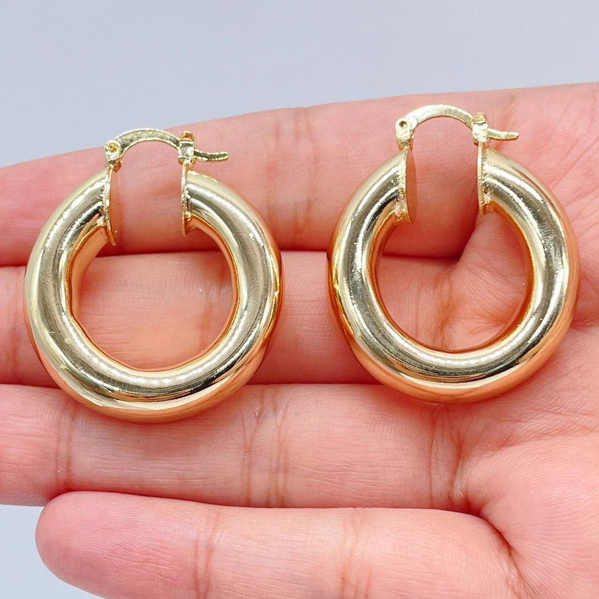 Inspired Selena Large 18k Gold Filled 5mm Plain Hoop Earrings Silver