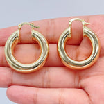 Load image into Gallery viewer, Inspired Selena Large 18k Gold Filled 5mm Plain Hoop Earrings Silver
