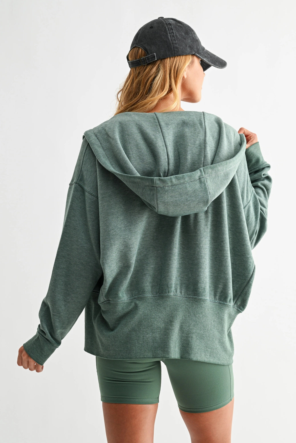 Fleece Hoodie Jacket with Tapered Sleeves