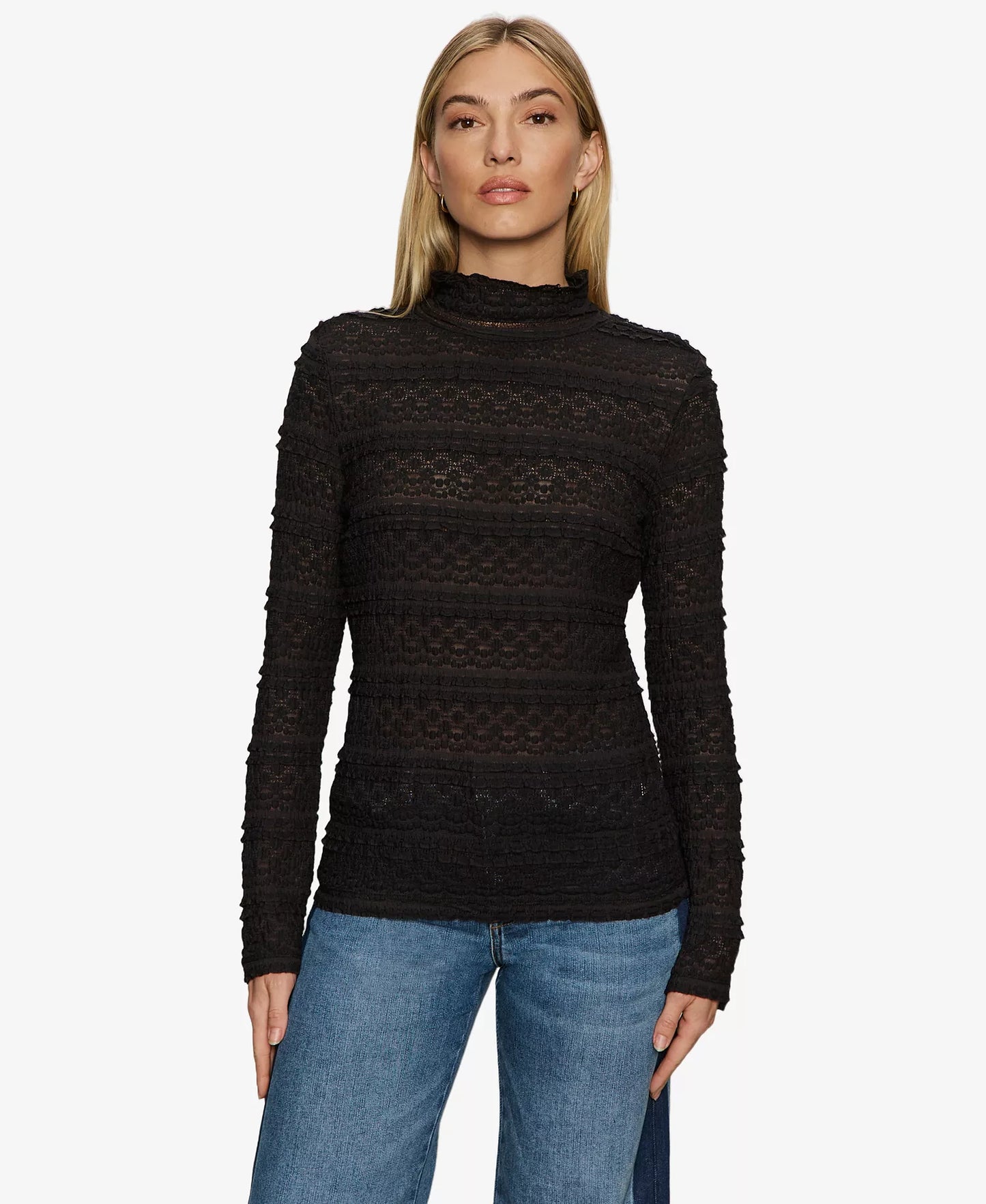 Women's High Crew Neck Lace T-Shirt