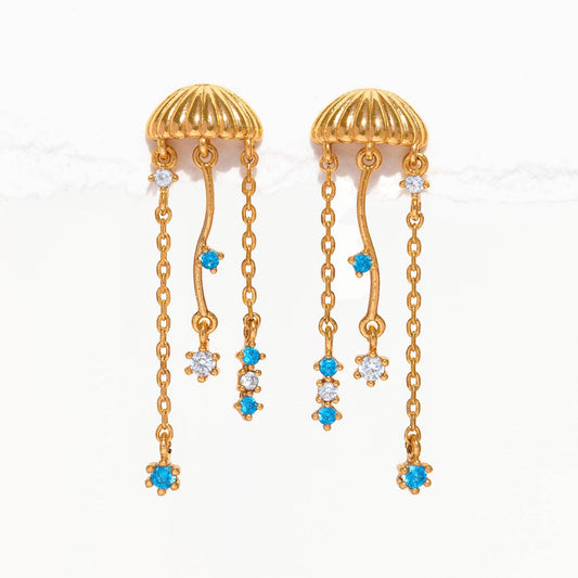Jellyfish Dangle Earrings: Gold