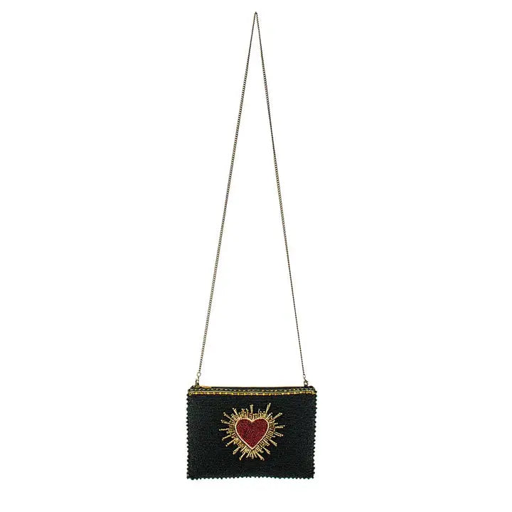 Affection Heart Mini Beaded Red Heart Crossbody Handbag