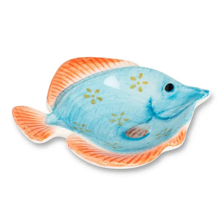 Small Fish Dish-Turquoise & Orange-3"L