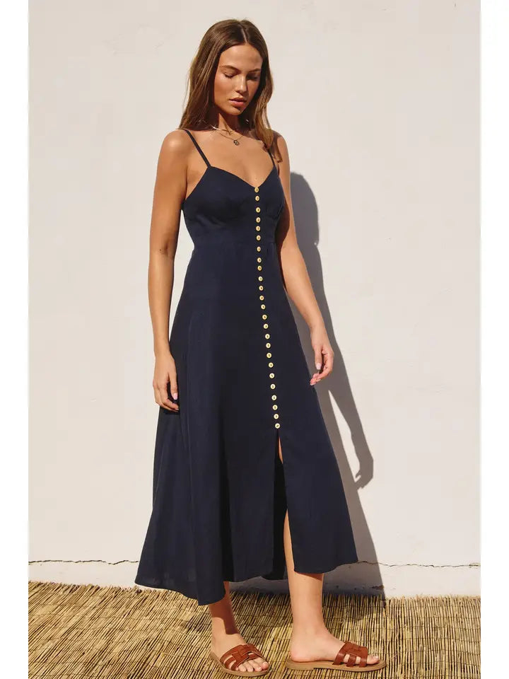 Heaven Sent Button Front Midi Dress