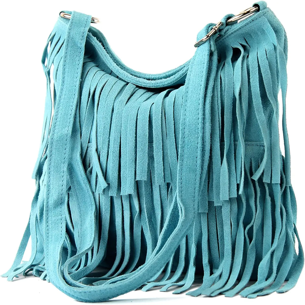 Italian Suede Leather Fringed Shoulder Crossbody Bag