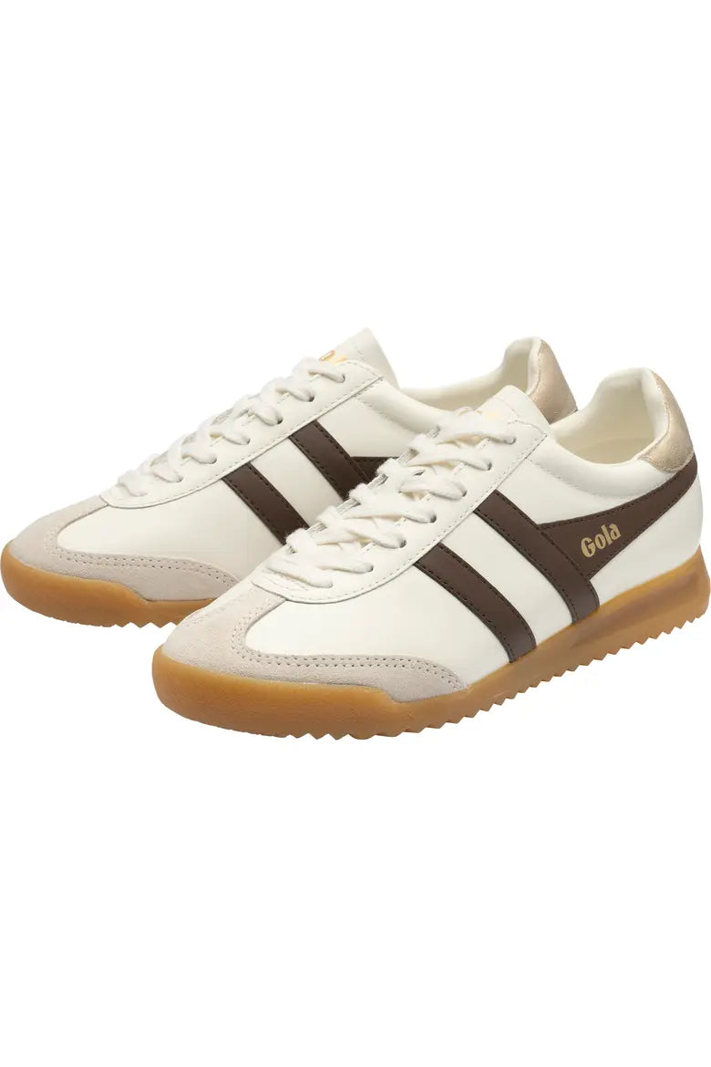 Classics Women's Torpedo Leather Sneakers - Off White/Dark Brown/Gold