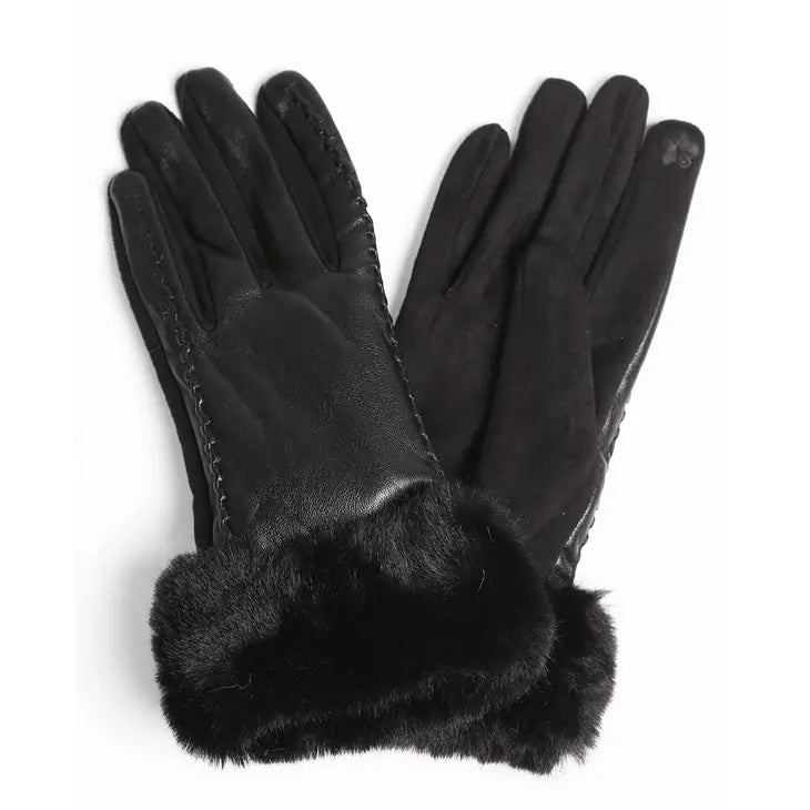Assorted Faux Leather Gloves with Faux Fur Cuff