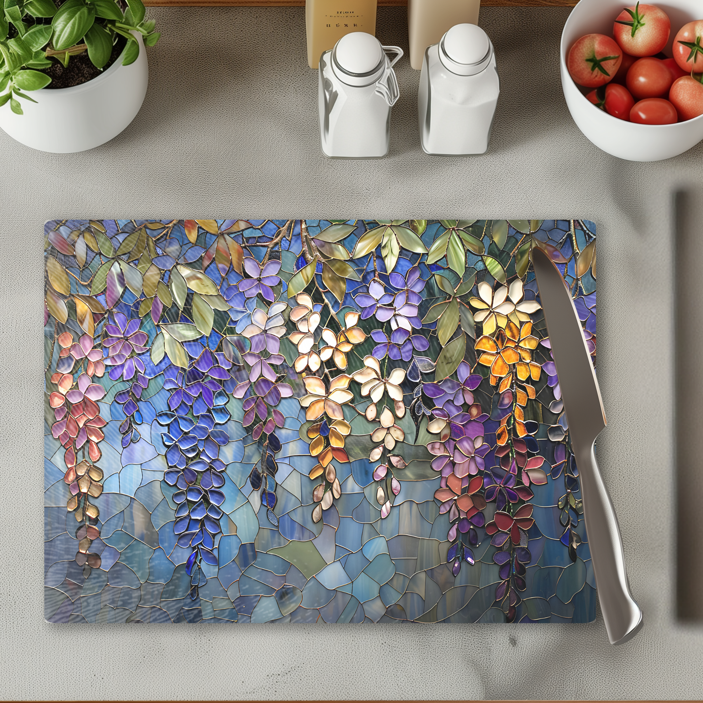 Wisteria Art: Tempered Glass Cutting Board: 8 x 11 inch