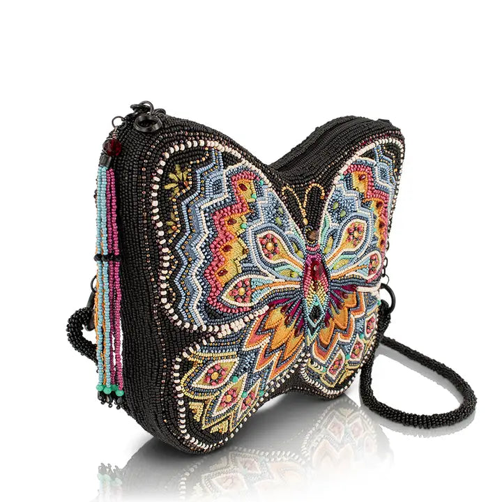 Indie Butterfly Beaded Multi-Colored Crossbody Handbag