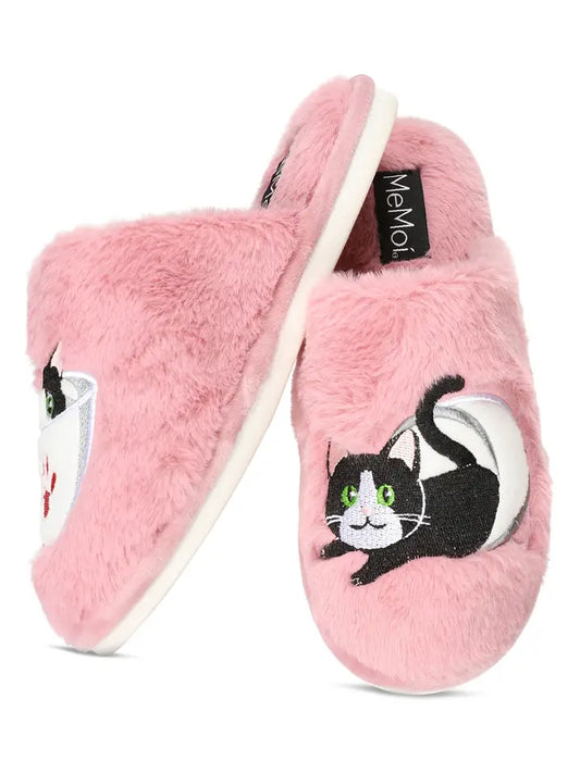 Woman's Teacup Kitty Plush Slippers
